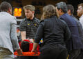 Missouri Tigers guard Caleb Grill was taken to the hospital after going down with a scary head and neck injury on Wednesday night.