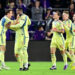 ORLANDO, FLORIDA - NOVEMBER 30: Andrés Reyes #4 of the New York Red Bulls celebrates with teammates after scoring a goal against Orlando City during the second half at Exploria Stadium on November 30, 2024 in Orlando, Florida. (Photo by Julio Aguilar/Getty Images)