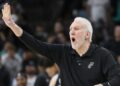 San Antonio Spurs coach Gregg Popovich yells to players during the second half of the team's NBA basketball game against the Milwaukee Bucks, Thursday, Jan. 4, 2024, in San Antonio. (AP Photo/Darren Abate)