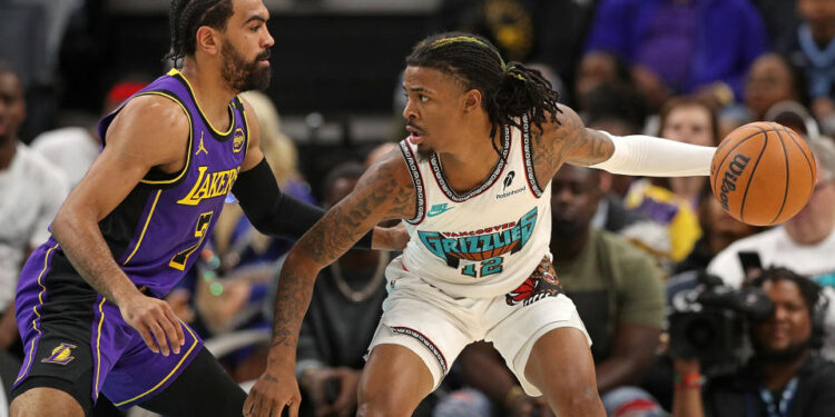 Ja Morant landed awkwardly under the rim after trying to throw down a dunk in the second half of their matchup with the Lakers.