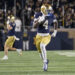 SOUTH BEND, IN - NOVEMBER 16: Notre Dame Fighting Irish running back Jeremiyah Love (4) runs the ball for a touchdown during the game between the Notre Dame Fighting Irish and the Virginia Cavaliers at Notre Dame Stadium in South Bend, IN on November 16, 2024. (Photo by Joseph Weiser/Icon Sportswire via Getty Images)