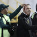 TOPSHOT - Mexico's coach, Javier Aguirre, is helped by an assistant after being injured in the head when he was hit by an object thrown from the bleachers at the end of the National League of CONCACAF quarterfinal first leg match between Honduras and Mexico on November 15, 2024. (Photo by JHONY MAGALLANES/AFP via Getty Images)