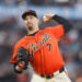 SAN FRANCISCO, CALIFORNIA - AUGUST 30: Blake Snell #7 of the San Francisco Giants pitches in the top of the first inning against the Miami Marlins at Oracle Park on August 30, 2024 in San Francisco, California. (Photo by Lachlan Cunningham/Getty Images)