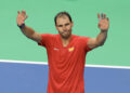 MALAGA, SPAIN - NOVEMBER 19: Rafael Nadal of Team Spain waves to the fans after loosing his singles match against Botic van de Zandschulp of Team Netherlands in the quarterfinal tie between Netherlands and Spain during the Davis Cup Finals at Palacio de Deportes Jose Maria Martin Carpena on November 19, 2024 in Malaga, Spain. (Photo by Fran Santiago/Getty Images for ITF)