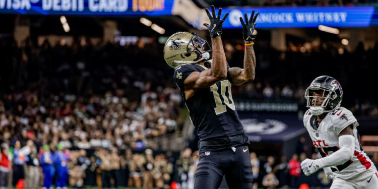 Marquez Valdes-Scantling #10 of the New Orleans Saints