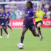 Orlando Pride player Barbra Banda moves the ball against the Kansas City Current during the NWSL soccer playoff match at Inter&Co Stadium in Orlando, Florida, on Sunday, Nov. 17, 2024. Orlando won the match 3-2 to advance to the championship match. (Stephen M. Dowell/Orlando Sentinel/Tribune News Service via Getty Images)