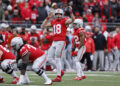 COLUMBUS, OH - NOVEMBER 23: Ohio State Buckeyes quarterback Will Howard (18) directs the offense before the snap during a college football game against the Indiana Hoosiers on November 23, 2024 at Ohio Stadium in Columbus, Ohio. (Photo by Joe Robbins/Icon Sportswire via Getty Images)