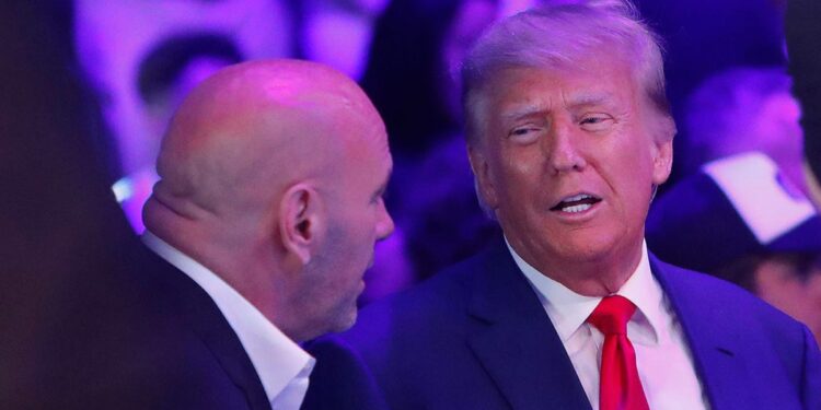 Donald Trump talks to Dana White