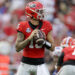 JACKSONVILLE, FL - NOVEMBER 02: Georgia Bulldogs quarterback Carson Beck (15) looks for a receiver during the game between the Georgia Bulldogs and the Florida Gators on November 2, 2024 at EverBank Stadium in Jacksonville, Fl. (Photo by David Rosenblum/Icon Sportswire via Getty Images)