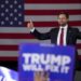 Republican vice presidential nominee Sen. JD Vance, R-Ohio, gestures to the crowd after speaking during a campaign rally on Monday, Nov. 4, 2024, in Newtown, Pa.