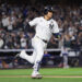 NEW YORK, NEW YORK - OCTOBER 29:  Juan Soto #22 of the New York Yankees doubles during the eighth inning of Game Four of the 2024 World Series against the Los Angeles Dodgers at Yankee Stadium on October 29, 2024 in the Bronx borough of New York City. (Photo by Sarah Stier/Getty Images)