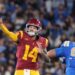 USC quarterback Jayden Maiava passes against UCLA at the Rose Bowl.