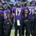 Nov 3, 2024; Baltimore, Maryland, USA; Baltimore Ravens quarterback Josh Johnson (17) leads the offense during the fourth quarter touchdown against the Denver Broncos at M&T Bank Stadium. Mandatory Credit: Mitch Stringer-Imagn Images