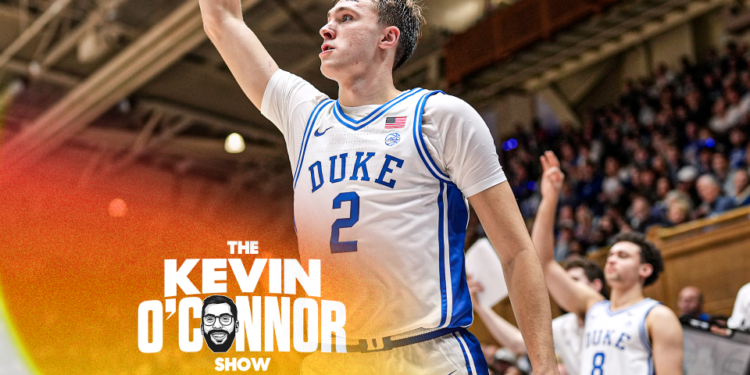 DURHAM, NORTH CAROLINA - NOVEMBER 16: Cooper Flagg #2 of the Duke Blue Devils watches his three-point attempt during the game against the Wofford Terriers at Cameron Indoor Stadium on November 16, 2024 in Durham, North Carolina. The Blue Devils won 86-35. (Photo by Grant Halverson/Getty Images)