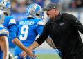 Dan Campbell with his players