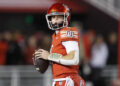 SALT LAKE CITY, UT - NOVEMBER 9:  Brandon Rose #8 of the Utah Utes warmups before their game against the Brigham Young Cougars at Rice-Eccles Stadium on November 9, 2024 in Salt Lake City, Utah.(Photo by Chris Gardner/Getty Images)