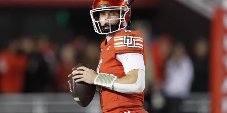 SALT LAKE CITY, UT - NOVEMBER 9:  Brandon Rose #8 of the Utah Utes warmups before their game against the Brigham Young Cougars at Rice-Eccles Stadium on November 9, 2024 in Salt Lake City, Utah.(Photo by Chris Gardner/Getty Images)