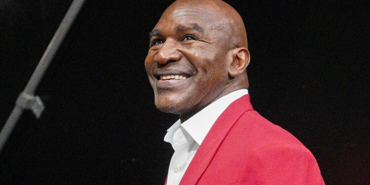 Evander Holyfield at Falcons-Steelers