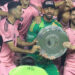 FORT LAUDERDALE, FLORIDA - OCTOBER 19: Lionel Messi #10 and Inter Miami lift the Supporters' Shield after defeating New England Revolution at Chase Stadium on October 19, 2024 in Fort Lauderdale, Florida. (Photo by Carmen Mandato/Getty Images)