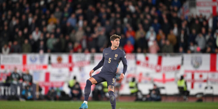 HELSINKI, FINLAND - OCTOBER 13: John Stones of England in action during the UEFA Nations League 2024/25 League B Group B2 match between Finland and England at Helsinki Olympic Stadium on October 13, 2024 in Helsinki, Finland. (Photo by Michael Regan - The FA/The FA via Getty Images)