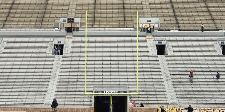 Football goalpost on field