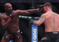 Jon Jones strikes Stipe Miocic