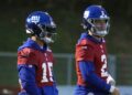 Drew Lock and Tommy DeVito practice