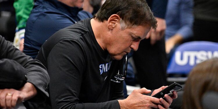 Mark Cuban on his phone