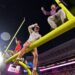 Ole Miss fans on goal post