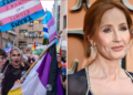 JK Rowling, transgender protestor