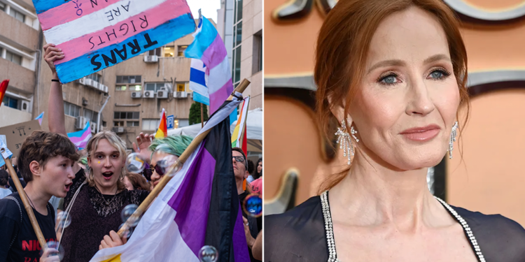 JK Rowling, transgender protestor