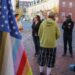 Salem, MA - November 8: Protesters in front of Seth Moulton’s office. 