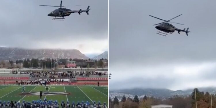 Helicopter drops a football