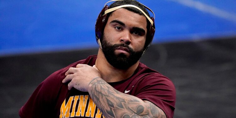 Gable Steveson prepares for a wrestling event