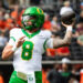 PHOTO USA Today Sports Images. Oregon quarterback Dillon Gabriel throws out a pass during warm ups as the Oregon State Beavers host the Oregon Ducks Saturday, Sept. 14, 2024 at Reser Stadium in Corvallis, Ore.