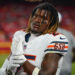 Aug 22, 2024; Kansas City, Missouri, USA; Chicago Bears safety Adrian Colbert (25) on the sidelines against the Kansas City Chiefs during the game at GEHA Field at Arrowhead Stadium. Mandatory Credit: Denny Medley-Imagn Images