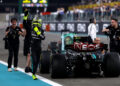 ABU DHABI, UNITED ARAB EMIRATES - DECEMBER 08: 4th placed Lewis Hamilton of Great Britain and Mercedes waves to the crowd after performing donuts on track for his final race with Mercedes during the F1 Grand Prix of Abu Dhabi at Yas Marina Circuit on December 08, 2024 in Abu Dhabi, United Arab Emirates. (Photo by Joe Portlock/Getty Images)