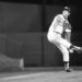 The Dodgers' Tommy John delivers during a game on April 29, 1976 against the Pirates for his first win after the procedure.