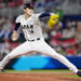 MIAMI, FL - MARCH 20:  Roki Sasaki #14 of Team Japan pitches during the 2023 World Baseball Classic Semifinal game between Team Mexico and Team Japan at loanDepot Park on Monday, March 20, 2023 in Miami, Florida. (Photo by Daniel Shirey/WBCI/MLB Photos via Getty Images)