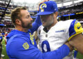 Can Rams head coach Sean McVay and QB Matthew Stafford keep scheming their way around the team's weaknesses? (Photo by Keith Birmingham/MediaNews Group/Pasadena Star-News via Getty Images)