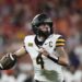 Appalachian State quarterback Joey Aguilar looks to pass during a game against Clemson on Sept. 7