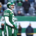 EAST RUTHERFORD, NEW JERSEY - DECEMBER 22: Aaron Rodgers #8 of the New York Jets on the field before the game against the Los Angeles Rams at MetLife Stadium on December 22, 2024 in East Rutherford, New Jersey. (Photo by Emilee Chinn/Getty Images)