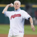 CLEVELAND, OH - AUGUST 10: Cleveland Indians hall of famer Rocky Colavito throws out the first pitch prior to the game between the Cleveland Indians and the Los Angeles Angels of Anaheim at Progressive Field on August 10, 2013 in Cleveland, Ohio.  (Photo by Jason Miller/Getty Images)