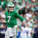 PHILADELPHIA, PENNSYLVANIA - DECEMBER 29: Kenny Pickett #7 of the Philadelphia Eagles looks on during the second quarter against the Dallas Cowboys at Lincoln Financial Field on December 29, 2024 in Philadelphia, Pennsylvania. (Photo by Mitchell Leff/Getty Images)