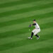 NEW YORK, NEW YORK - The Yankees were winning 5-0 in the fifth inning of Game 5 of the 2024 World Series when Aaron Judge dropped a Tommy Edman fly ball, which jump-started a Dodgers' comeback. (Photo by Al Bello/Getty Images)