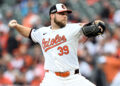 BALTIMORE, MARYLAND - OCTOBER 01: Corbin Burnes #39 of the Baltimore Orioles pitches the ball against the Kansas City Royals during the second inning of Game One of the Wild Card Series at Oriole Park at Camden Yards on October 01, 2024 in Baltimore, Maryland. (Photo by Greg Fiume/Getty Images)