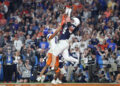 GLENDALE, ARIZONA - DECEMBER 31: Tyler Warren #44 of the Penn State Nittany Lions catches a pass for a touchdown over Ty Benefield #0 of the Boise State Broncos during the third quarter in the 2024 Vrbo Fiesta Bowl at State Farm Stadium on December 31, 2024 in Glendale, Arizona. (Photo by Christian Petersen/Getty Images)