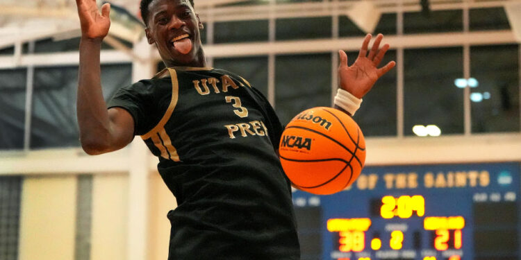 Boston, MA - November 6: Utah Prep's A.J. Dybantsa said that BYU's NBA-influenced coaching staff played a big part in his decision to commit to the Cougars. (Photo by Barry Chin/The Boston Globe via Getty Images)