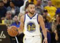 Golden State Warriors guard Stephen Curry dribbles the ball