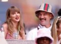 Taylor Swift and Travis Kelce are all smiles during the final day of the U.S. Open, Sept. 8, 2024.